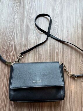 Kate Spade Black Crossbody Bag with Gold Chain